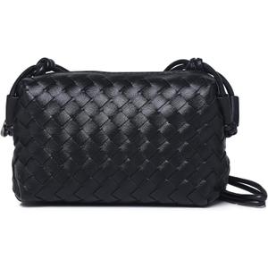 Labair Woven Crossbody Bags For Women Vegan Leather Purse Shoulder Bag with Zipper Closure. (Black)