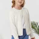 GRACE KARIN Girls Long Sleeve Cardigan Sweater Girls Button Closure Knitted Cable Cardigan 6Y  (White)