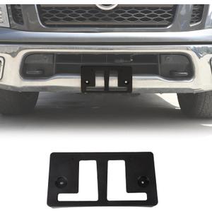 Front License Plate Mount Bracket Replacement Compatible with Nissan Titan 2016-2024, ABS Front Bumper License Plate Frames Holder, License Plate Trim Base Replacement Kit (Black)