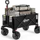PORTAL Collapsible Folding Utility Wagon, Foldable Wagon Carts Heavy Duty, Large Capacity Beach Wagon with All Terrain Wheels, Outdoor Portable Wagon for Camping, Garden, Shopping, Groceries, Black
