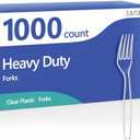 SACATR 1000 Count Plastic Forks Heavy Duty, Plastic Silverware Clear Forks, Premium Disposable Forks Bulk, BPA-Free, Heat Resistant, Suitable for Parties, Events and Everyday Use