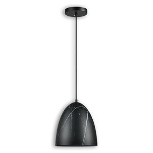LUXWELL Modern Marble Pendant Light, 8.2"x7.9" Metal Hanging Light Fixture with Faux Black Stone Finish, 15"-72" Adjustable Line, E26 Socket for Office, Living Room, Dining Area – Midnight Stone