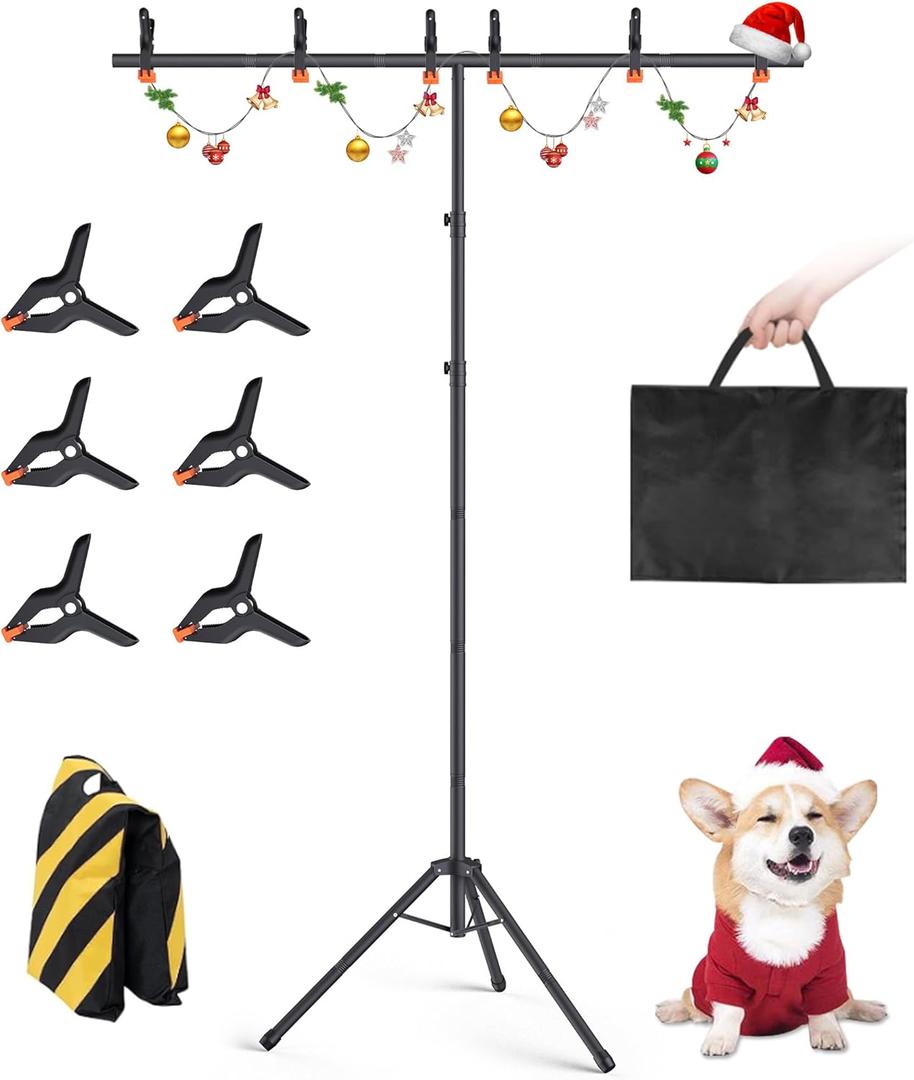 Portable T-Shape Backdrop Stand Support Kit 8x5.3ft, Adjustable Photography Green Screen Backdrop Stand for Parties, Photography Videography Studio (85.3Ft)