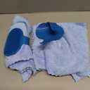 Professional 7 in 1 Dog Paw Cleaner for Dogs & Cats - Includes 1 Portable Paw Washer, 1 Bath Brush, 2 Dog Toothbrushes and 3 Absorbent Towels Note: Fits Paws 2.5 to 3.5 Inches Wide (Large, Blue)