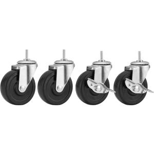 Wheels for Shelves Heavy Duty, 3 inch Casters for Wire Shelving, Stems 1/4" - 20 x 1 Thread Shelf Caster Wheels, 1/4-20 Casters Set of 4, Stem Caster Wheels