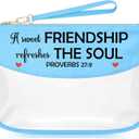 Friendship Christian Gifts for Women Proverbs 27 9 Blue Makeup Bags with Zipper Friend Birthday Gifts for Her Friendship Inspirational Gifts Cosmetic Travel Bag Organizer Bible Verse Gifts for Girls