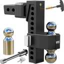 VNN 10 Inch Drop Hitch 2 Inch Receiver - Interchangeable 3 Solid Ball Mount 1-7/8", 2", 2-5/16"(15,000 LBS GTW), Heavy Duty Aluminum Adjustable Trailer Hitch with Pads and Locking Sets