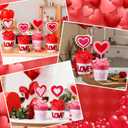 6 Pcs Valentines Day Decorations for Home Artificial Heart Topiary Plant with Pot with Bow and Raffia Valentines Table Centerpiece Felt Heart Decor for Galentines Day Tiered Tray Decor Gift
