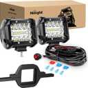 Nilight 2 Pcs 4 Inch 60W Led Pods with 2 Inch Tow Hitch Mounting Brackets Backup Reverse Lights Rear Light Bar for Pickup ATV SUV Truck Trailer Boat