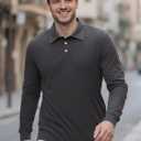 Men's Long Sleeve Polo Shirts for Men, Casual & Work Golf Polo Shirts with Split Hem,Stylish Collared Shirt (M)
