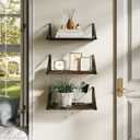 BAMEOS Floating Shelves Rustic Wood Wall Shelf, Small Bookshelf for Living Room, Office, Bedroom, with Metal Bracket