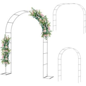 Metal Garden Arch Trellis Arbor, Wedding Arch Stand with Steel Frame,5.3'W * 7.6'H or 7.9'W * 6.3'H Ft,for Garden Arbor Trellis & Climbing Plant, Bridal Party & Ceremony Decorations (White)