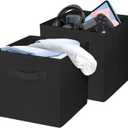 2 Pcs Storage Cubes, 10.5 Inch Collapsible Storage Bins, Fabric Foldable Bins for Organization, Durable Storage Bins for Closet, Shelves, Offices (Black)