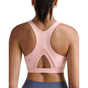 RUNNING GIRL Sports Bras for Women High Support Moulded Cup High Impact Sports Bras Racerback Workout Running Yoga Bra (Large, Pink Peony)