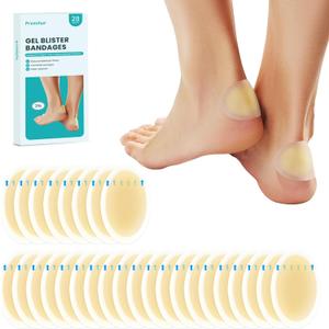 Promifun Blister Bandages Blister Pads - 28 ct Blister Cushions - Water Resistant Hydrocolloid Bandages for Foot, Toe, Heel - Gel Blister Bandages for Prevention & Recovery, Heel Pack