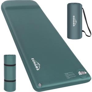 Camping Sleeping Pad - Ultra-Thick Camping Mattress Pad with Built-in Foot Pump Memory Foam Camp Pad - Easy Inflate&Deflate - 4-Season Portable Camp Sleeping Mat with Pillow for Travel/Car/Tent/Home (Army Green)
