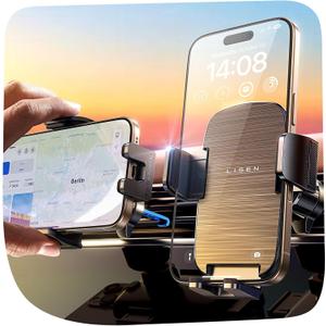 LISEN Phone Holders for Your Car Vent [Military Stable], Universal Car Phone Holder Mount with Metal Air Vent Clip Cell Phone Car Mount for iPhone 16 Car Mount for iPhone 15 Pro Max Black Kits