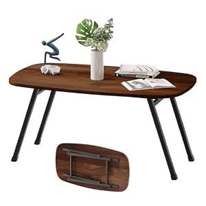 MUZERUL Folding Coffee Table,Modern Foldable Coffee Tables for Small Spaces,Rectangular Mid Century Low Floor Table,Tea Table,Sofa Side Table for Living Room, Home, Office,Easy Assembly,Brown