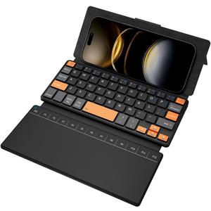 Doohoeek Travel Keyboard with Touchpad, Universal Compact Keyboard with Large Trackpad & Any-Angle Stand for Android/iOS/Windows, Dual-Device Bluetooth Keypad for Phones/Galaxy Z Fold/iPad mini