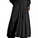 OYOANGLE Men's Skirt Pants Loose Wide Leg Asymmetrical Pleated Japanese Harajuku Kimono Trousers Black, Medium