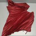 MakeMeChic Women's Summer Dress 2025 Tie Dye One Shoulder Mini Dress Pleated Cut Out Wedding Guest Dresses (Burgundy, Small)