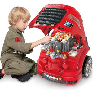 iPlay, iLearn Large Truck Engine Toy, Kids Mechanic Repair Set for 3-5 Yr Toddlers, Big Builder Kit, Take Apart Motor Vehicle Pretent Play Car Service Station, Gifts 4 6 7 8 Year Old Boy Child