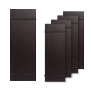 LZMS 4 Pcs 4 1/2" x 12 1/2" Dark Wood Color Clipboards - Menu Holder - Check Presenter with Straps - for Pocket Sized Notepads
