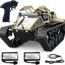 XCRCFUN RC Tank Car, 1:16 Remote Control Crawler 10KM/ H High Speed Tank, 2.4Ghz RC Rock Crawler Off-Road 4WD 360°Rotating Drifting Car with 2 Batteries, Military Truck Toy for Kids