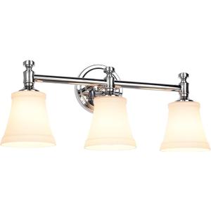 Bathroom Vanity Light Fixtures, Traditional Chrome 3 Lights Wall Sconce Lighting with Opal Glass Shade, Porch Wall Mount Light Fixture for Bathroom, Mirror Cabinets Hallway Stairs