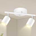 BoostArea LED 2 Light Track Lighting Kit, White 2 Way Ceiling Spot Lighting, Flexibly Rotatable Light Head for Kitchen, Living Room, Bedroom, GU10 Bulb Not Included