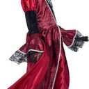 IKALI Girls Vampire Costume Outfit, Kids Princess Fancy Dress Up Gown for Halloween Party (Red)
