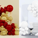 PartyWoo Red and Gold Balloons 140 pcs and PartyWoo White Balloons 140 pcs
