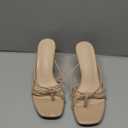 LAICIGO Women’s Square Open Toe Flip Flops Stiletto Heels Strappy Thong Slide on Slingback Mules Sandals. Size 8,5