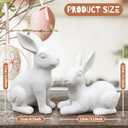 Set of 2 White Frosted Rustic Easter Bunny Figurines - Distressed Resin Rabbit Statues for Farmhouse Home Decor - Vintage Spring Bunny Ornaments for Tabletop, Mantel & Shelf Display