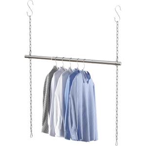 Closet Haing Rod, Adjustable Width and Height Closet Extender Hanging Rod, Space-Saving Clothes Hanging Bar, 30-40 Inches, 1 Pack