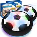 LED Hover Soccer Ball Boy Toys, Air Power Kids Training Ball Playing Football Indoor Outdoor Game, Birthday Gifts for Age 3 4 5 6 7 8-10 Years Old Boys Girls - Soccer (2PCS Black)