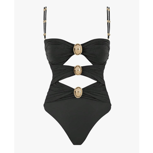 Verdusa Women's Sexy One Piece Swimsuit Ruched Cut Out Color Block Swimwear Bathing Suit (Size XL)