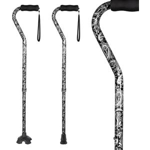 Elegant Walking Cane for Women, Foldable & Adjustable Cane for Seniors with Self-Standing Tip | Lightweight Mobility Aid for Stability & Balance Support (Black and white floral printed)