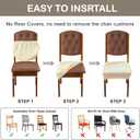 Genina Waterproof Seat Covers for Chairs,Set of 4 Dining Room Chair Seat Covers for Kitchen,Stretch Jacquard Removable Washable Dining Chair Slipcovers Protectors,No Rear Covers, Beige