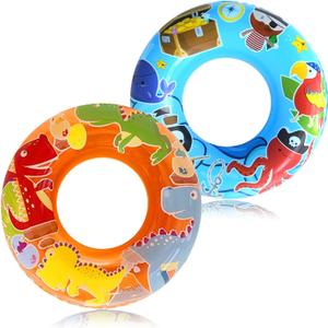Pool Floats Kids 3-6 Set -Pirate & Dino Themed Inner Tubes for Summer Fun, Small Pool Tubes for Kids, Inflatable Toddler Round Pool Float, Children Swim Ring, Great Pool Party Toys and Beach Floaties