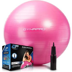 DYNAPRO Exercise Ball Extra Thick Eco-Friendly & Anti-Burst Material Supports over 2200lbs, Stability Ball for Home, Yoga, Gym, Birthing, Physio, Swiss, Physical Therapy or Pregnancy (55 Centimeters, Pink)