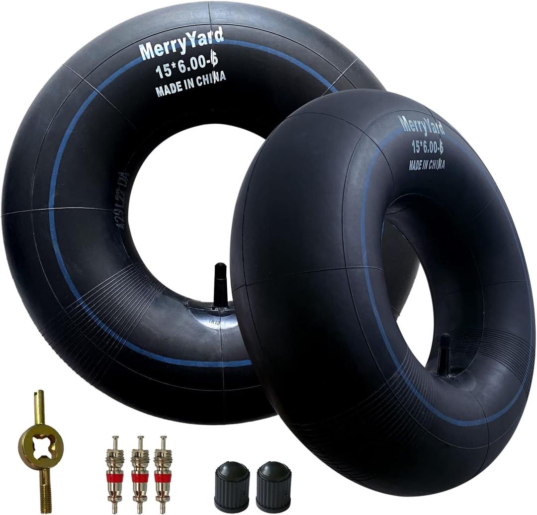 (2-Pack) Premium 15x6.00-6" Inner Tubes with TR-13 Straight Valve Stem - for Lawn Mower, Snow Blower, Riding Mowers, ATVs, Go-Karts, Golf Carts - Heavy-Duty Replacement Inner Tube,600-6,6.50-6,5.30-6