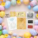 CraftyManor Happy Easter Clear Stamps for Scrapbooking, Vintage Rabbit Stamp Set for Journaling, Card Making Supplies for Crafting, DIY, Photo Album Decor & Junk Journal 5.8x8.3in (Wreath + Text Set)