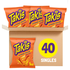Takis Intense Nacho 40 pc / 1 oz Multipack, Cheese Rolled Tortilla Chips (BBD: 02/05/2026)