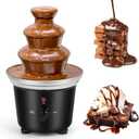 Chocolate Fountain Machine 3 Tiers Electric Melting Machine Chocolate Fountain Mini Stainless Steel Chocolate Fondue Fountain for Parties Melts Chocolate Cheese BBQ Sauce Liqueurs (Black)