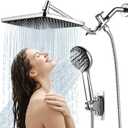 Rain Shower Head with Handheld, 11.8 Inch High Pressure Handheld Shower with Multi Spray Modes, Holder and Rainfall Combo 11'' Extension Arm, Chrome, Bathroom Decor