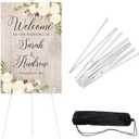 Easel Stand for Sign 66 Inches, Lightweight Adjustable Wedding Wecome Sign Stand for Display, Poster Easel for Party, White Metal Poster Stand Easel for Painting with Portable Bag(1 Pcs)