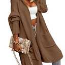 Aoysky Womens Long Cardigans Cable Knitted Open Front Oversized Hooded Outerwear Sweater Coat Brown S