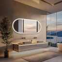 ThieaMo 51"x27" Oval LED Bathroom Mirror with Lights, Gold Frame, Frontlit
3 Colors Adjustable, Shatter-Proof, Anti-Fog, IP65 Waterproof, Lighted Bathroom Vanity Mirror for Wall, Horizontal/Vertical