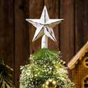Gejoy Mini Christmas Rustic Tree Topper Retro Metal Star Tree Topper 6 Inch Miniature Star Ornaments for Christmas Farmhouse Home Decor Winter Holiday